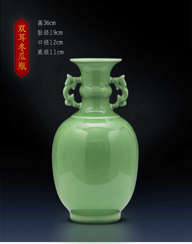 Jingdezhen ceramics vase son hand shadow blue glaze porcelain flower arrangement of Chinese style furnishing articles contracted household act the role ofing is tasted, the living room