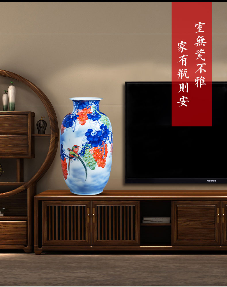 Jingdezhen ceramics hand - made idea gourd bottle of blue and white porcelain vase sitting room office decoration of Chinese style household furnishing articles