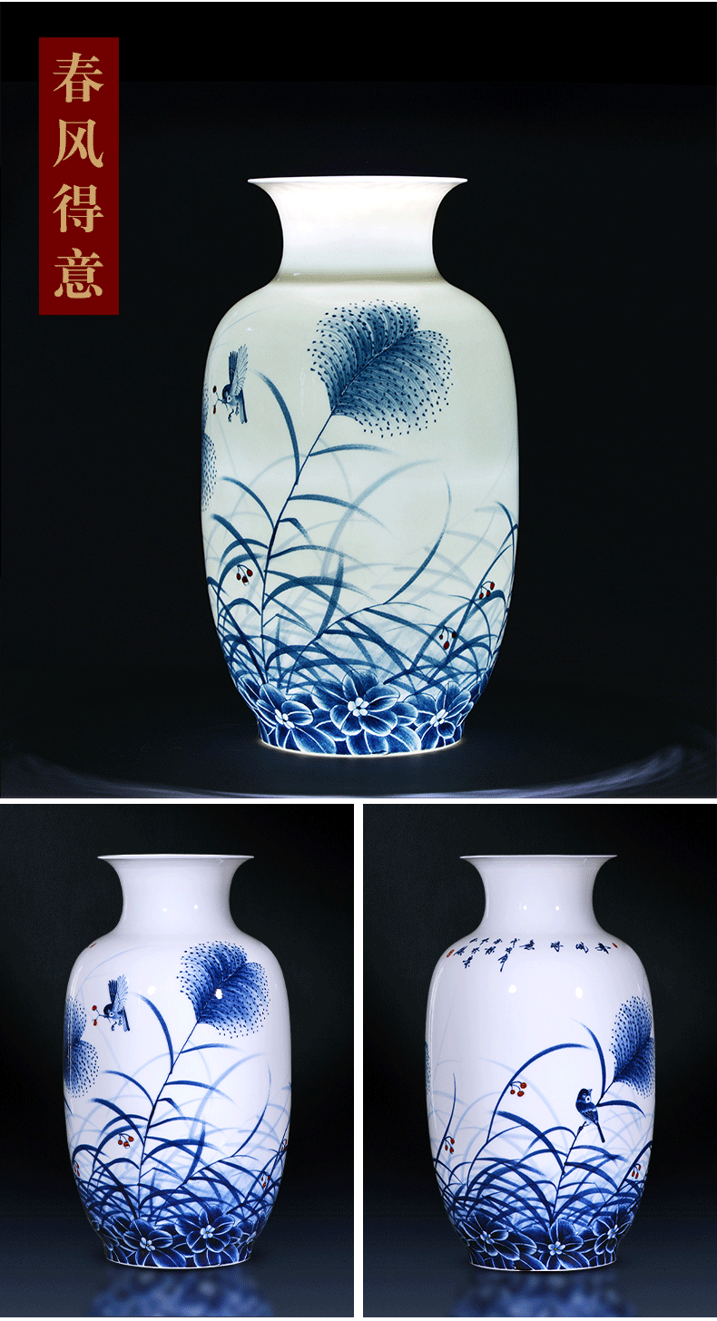Jingdezhen ceramics furnishing articles manual hand - made under glaze color porcelain vase son thin foetus modern Chinese style household act the role ofing is tasted