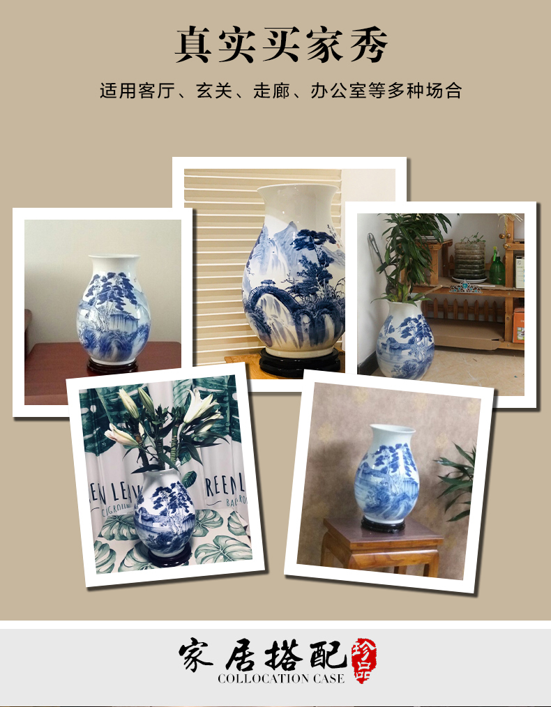 Jingdezhen ceramics hand - made of blue and white porcelain vase furnishing articles of new Chinese style living room TV ark, porcelain home decoration