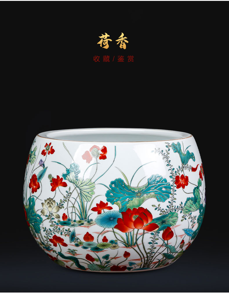 Jingdezhen ceramics powder enamel cornucopia cylinder creative household adornment TV ark, place of the sitting room porch decoration