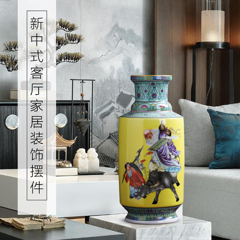 Jingdezhen ceramics ceramic vase furnishing articles laozi through the home TV ark adornment style restoring ancient ways is the living room