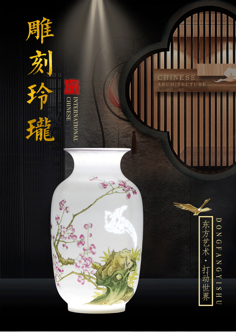 Porcelain of jingdezhen ceramics flower bottle manually exquisite flower arranging dried flowers of I sitting room home furnishing articles
