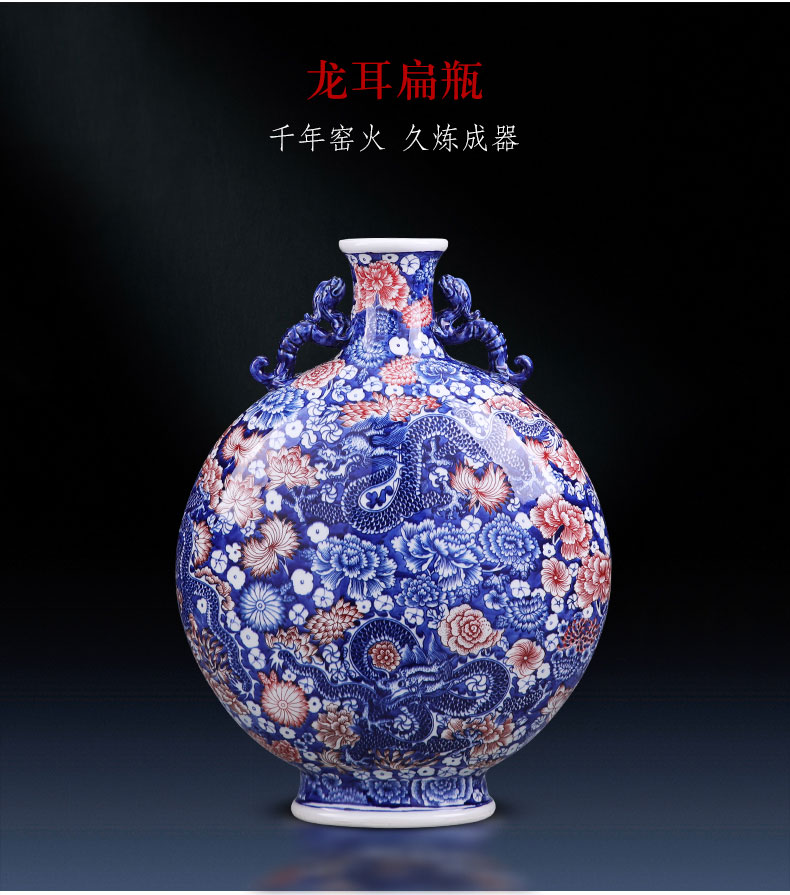 Jingdezhen ceramics vase furnishing articles manual hand - made of blue and white porcelain bottle sitting room of Chinese style household act the role ofing is tasted TV ark