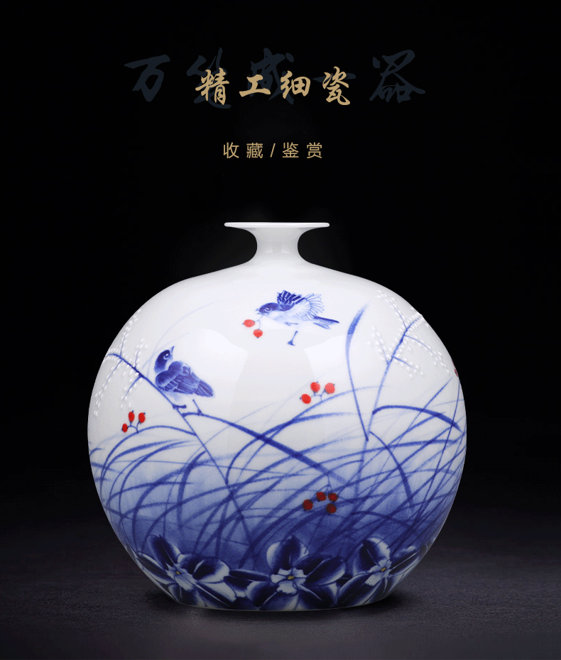 Jingdezhen ceramic vase furnishing articles hand - made porcelain porcelain of modern new Chinese style home sitting room adornment