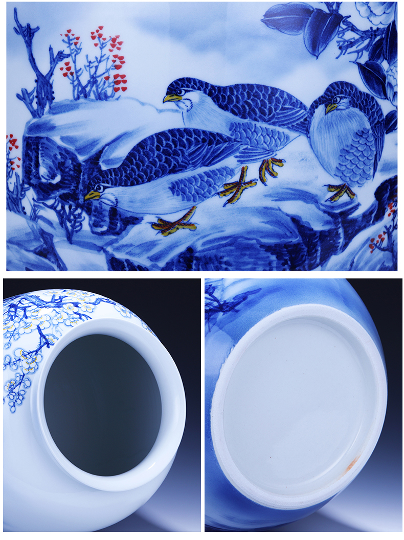 Jingdezhen ceramics hand - made large blue and white porcelain vase a snow harvest idea gourd bottle home furnishing articles