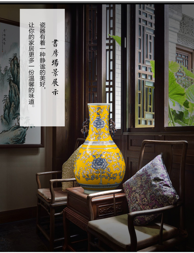 Jingdezhen chinaware paint hand - made vases, antique Chinese style light key-2 luxury living room TV cabinet decoration handicraft furnishing articles