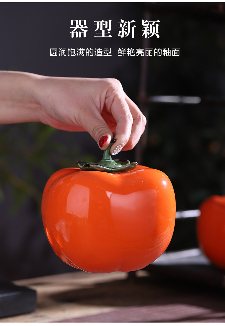 All the best ceramic little persimmon tea pot small sealed as cans and POTS creative jewelry handicraft furnishing articles