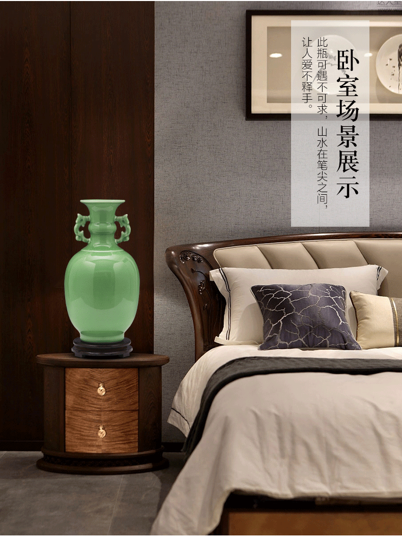 Jingdezhen ceramics vase son hand shadow blue glaze porcelain flower arrangement of Chinese style furnishing articles contracted household act the role ofing is tasted, the living room