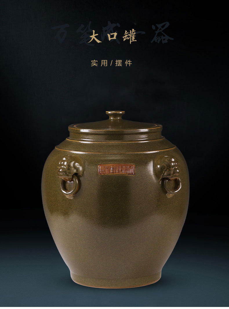 Ceramic oversized pot of pu 'er tea cake with 18 storage tank barrel with cover insect - resistant moistureproof it 50/100 kg