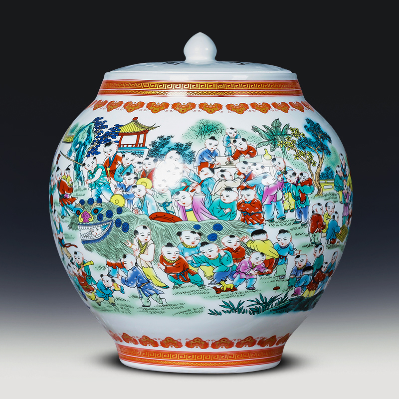 Jingdezhen Ceramic Ware 100 Subplot Vase Large Number Round Bottle Decoration Storage Jar Chinese Living Room Home Residence Ornament Swing