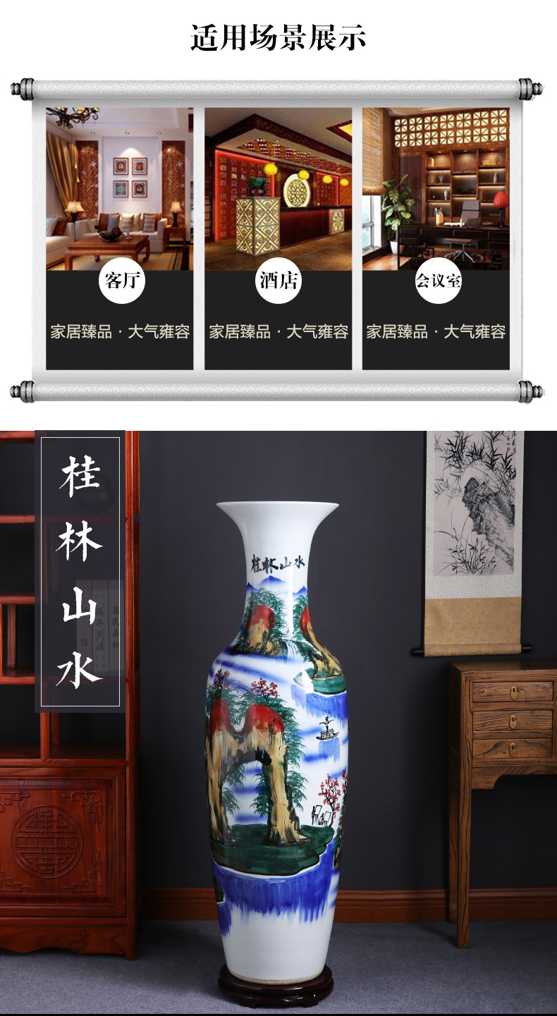 Manual hand - made porcelain of jingdezhen ceramics of large vase large - sized hotel opening sitting room adornment is placed