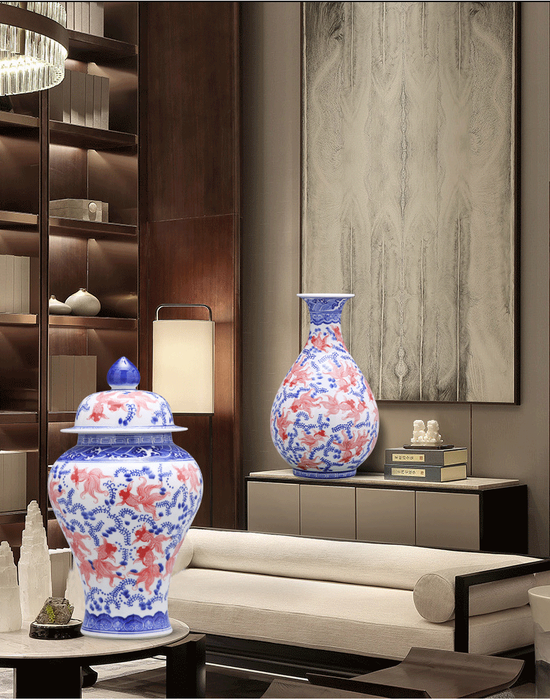 Porcelain of jingdezhen Porcelain vases, pottery and Porcelain place son jar modern new Chinese style household act the role ofing is tasted TV ark, decoration