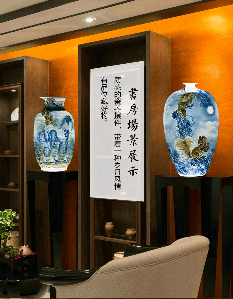 Jingdezhen ceramics furnishing articles manual hand - made under glaze color porcelain vase son thin foetus modern Chinese style household act the role ofing is tasted