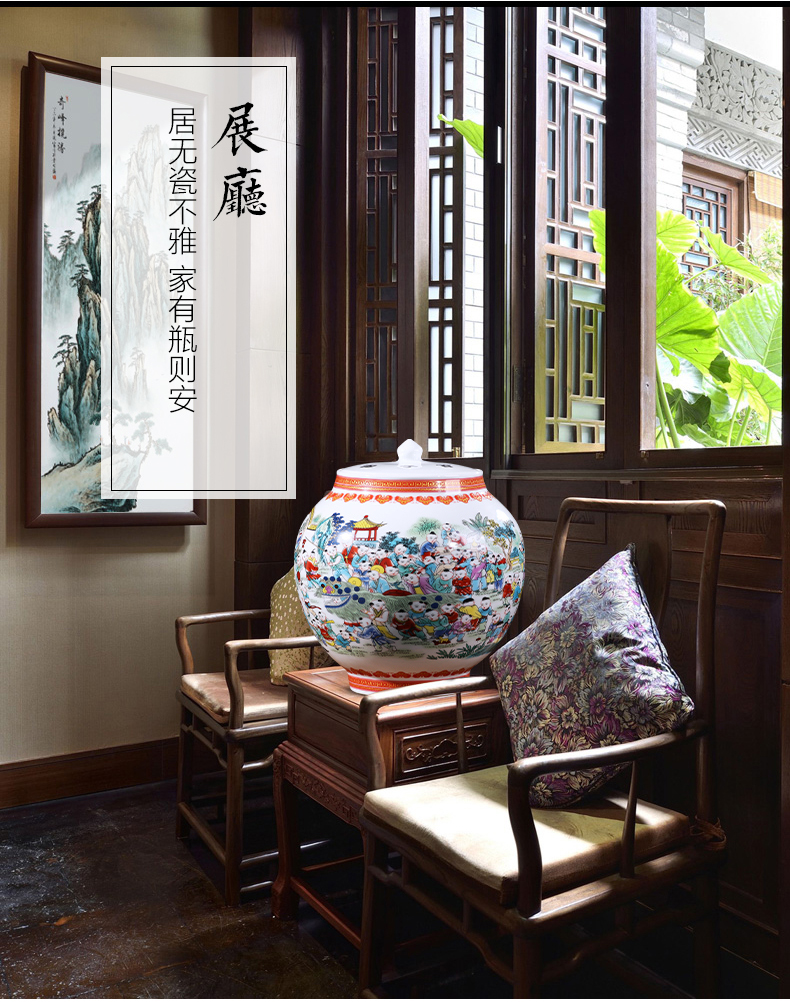 Jingdezhen ceramics vase storage tank with cover Chinese flower arranging household act the role ofing is tasted sitting room TV cabinet decorative furnishing articles