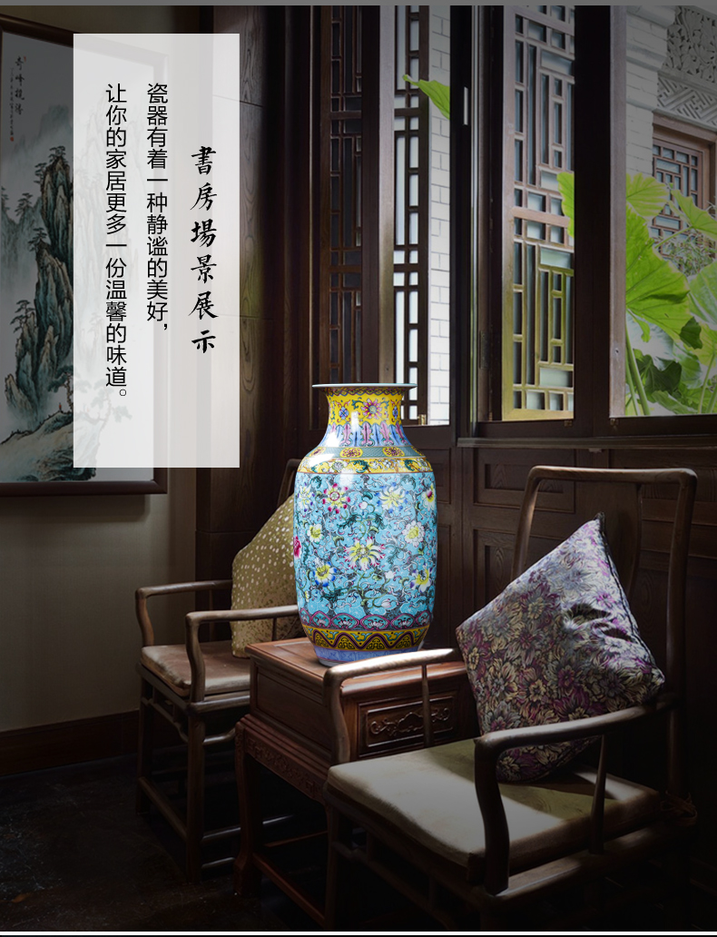 Jingdezhen ceramics colored enamel of large vase furnishing articles of new Chinese style flower arrangement sitting room TV ark, household act the role ofing is tasted