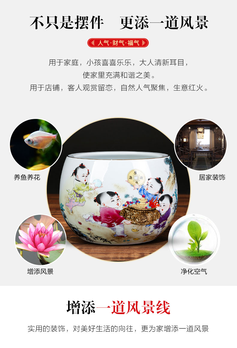 Jingdezhen ceramics powder enamel cornucopia cylinder creative household adornment TV ark, place of the sitting room porch decoration