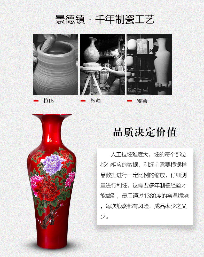 Porcelain of jingdezhen ceramics landing big vase large high child sitting room hotel decoration of Chinese style household furnishing articles