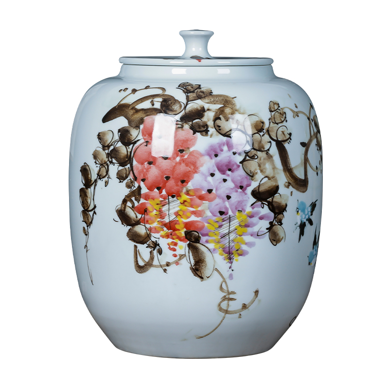 Jingdezhen ceramics hand - made caddy fixings large seal storage jar pu 'er tea cake tin, the seventh, peulthai the barrel with cover