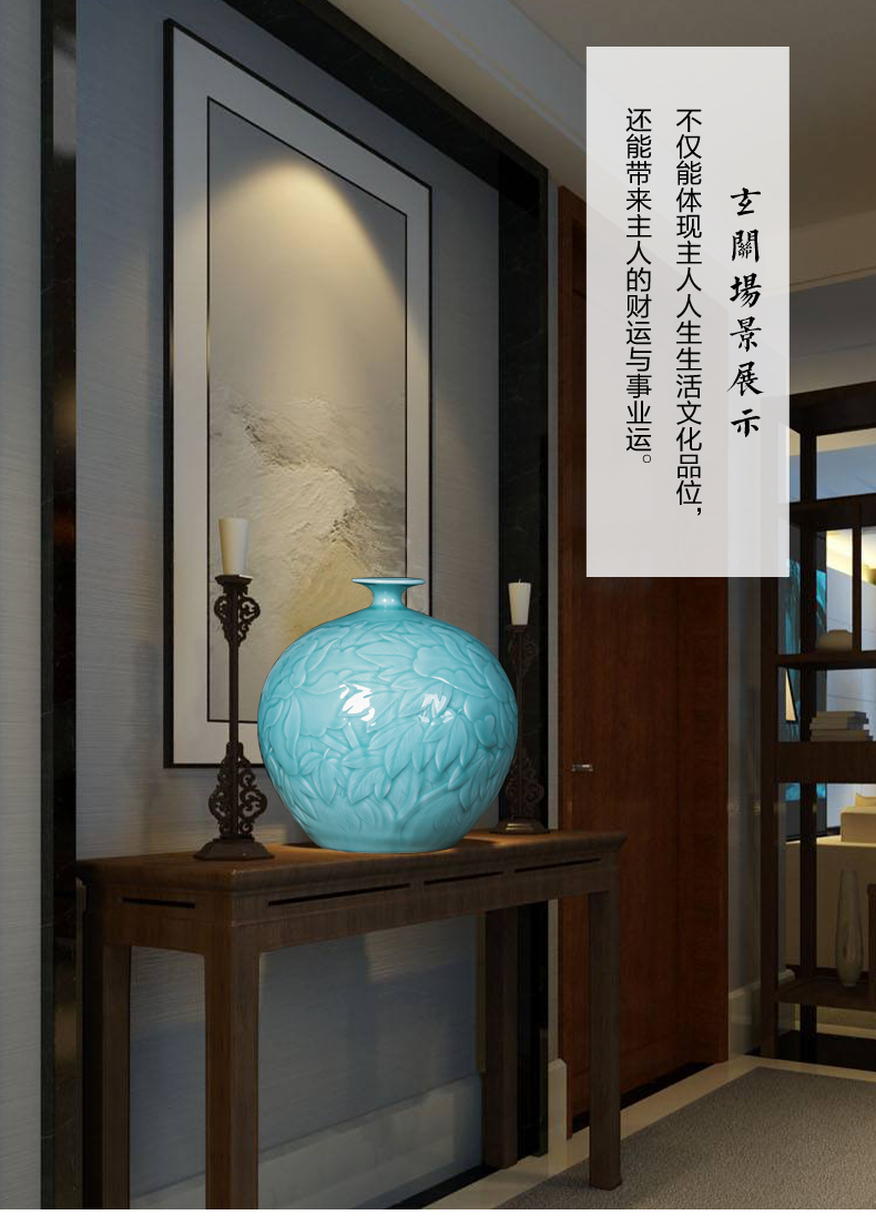 Jingdezhen ceramics vase Chinese flower arranging sitting room TV ark, furnishing articles shadow blue glaze pomegranate bottles of home decoration