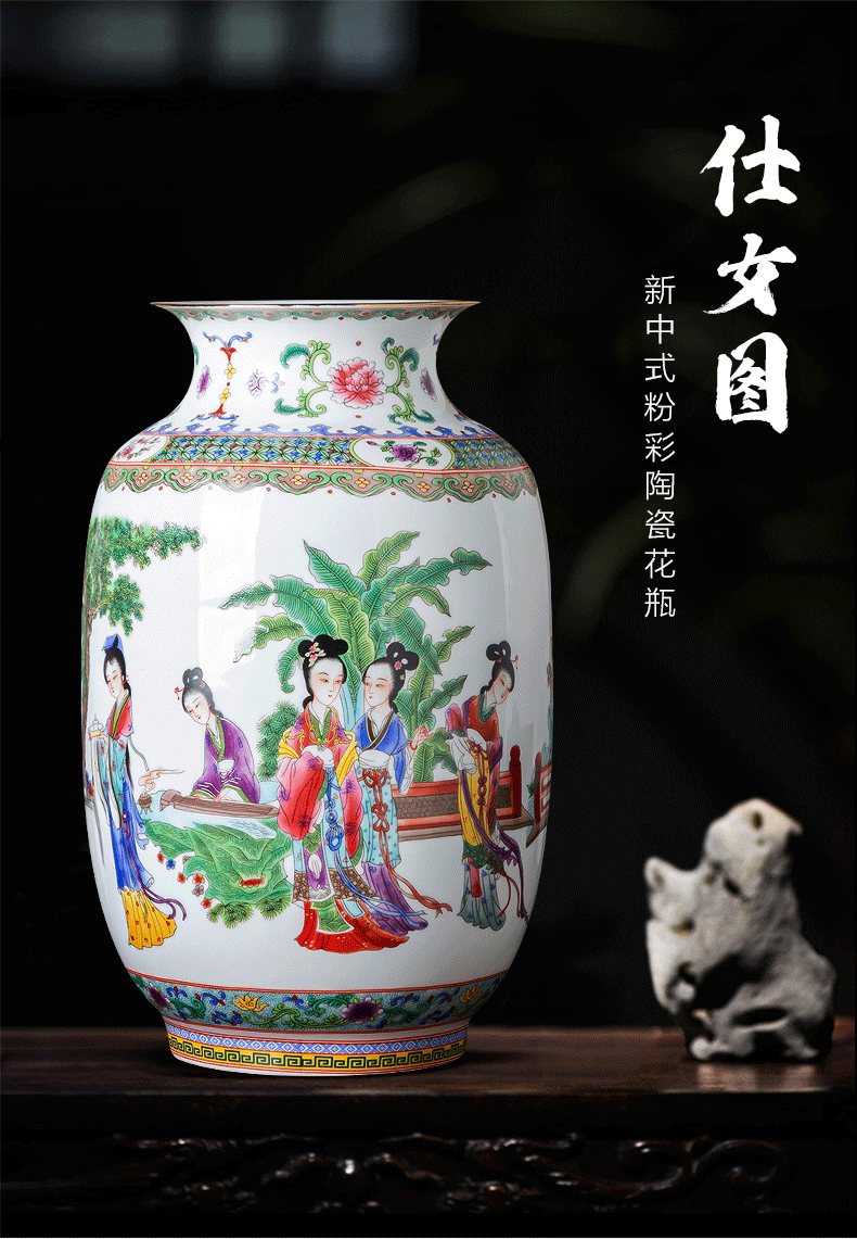 Jingdezhen ceramics powder enamel had vase of porcelain of idea gourd bottle of new Chinese style household adornment handicraft furnishing articles