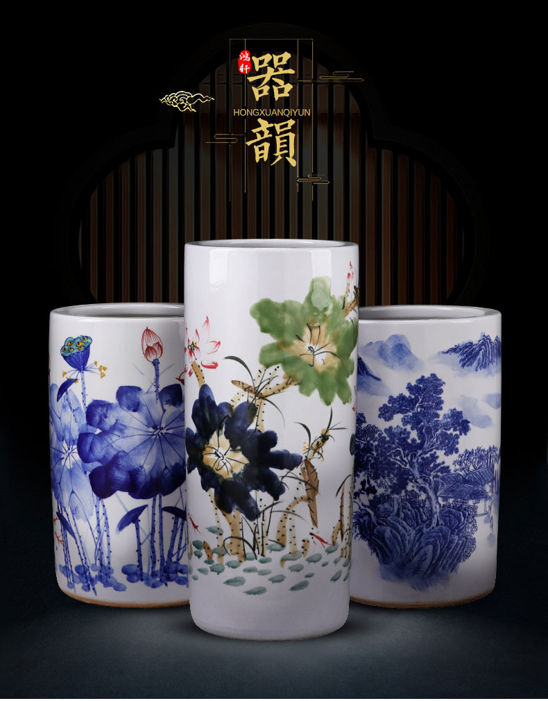 Jingdezhen large vases, ceramic floor large manual hand - made porcelain quiver straight porcelain child sitting room adornment