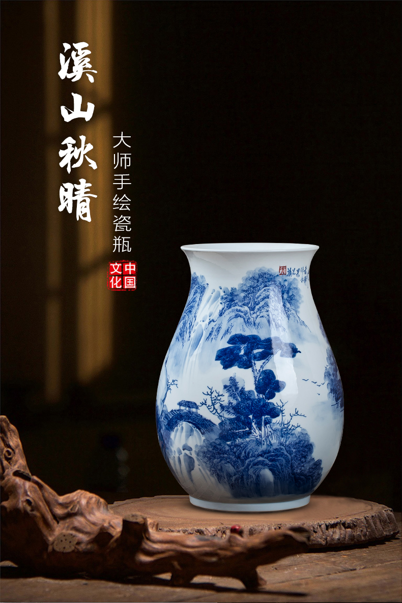 Jingdezhen ceramics hand - made of blue and white porcelain vase furnishing articles of new Chinese style living room TV ark, porcelain home decoration