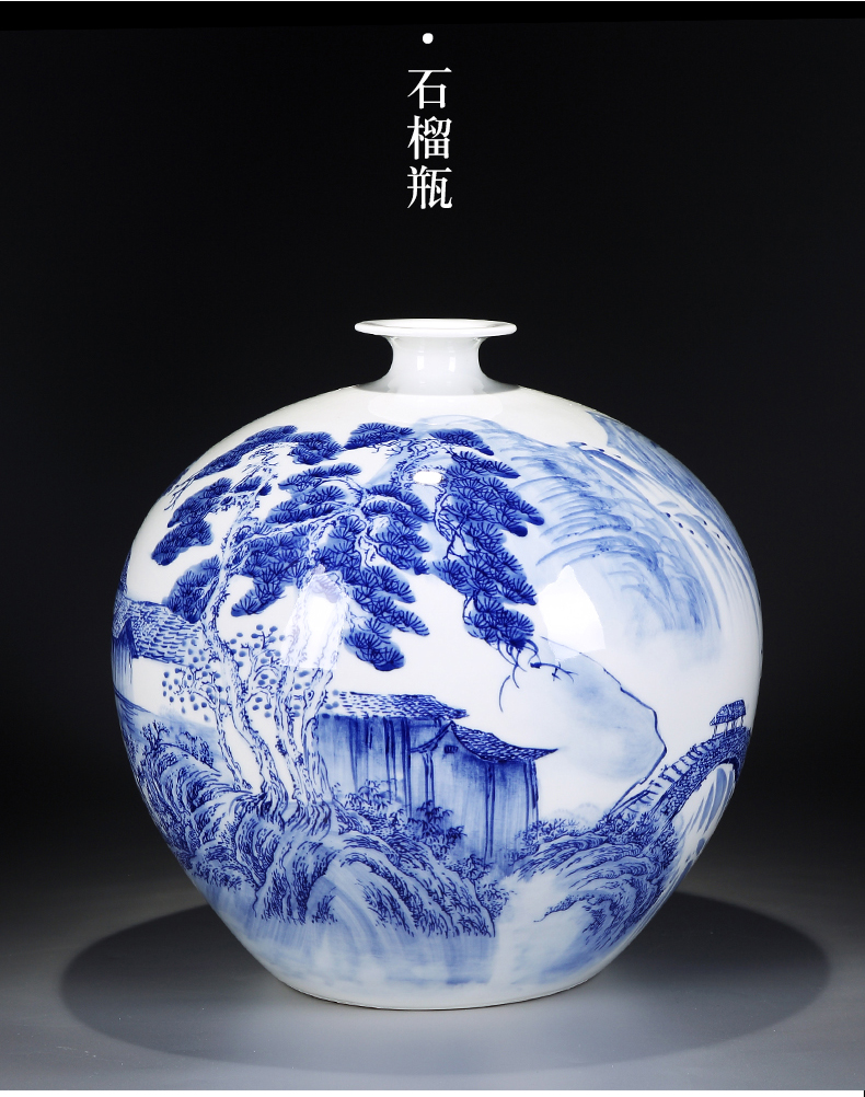 Jingdezhen ceramics hand - made of blue and white porcelain vase furnishing articles of new Chinese style living room home TV ark adornment arranging flowers