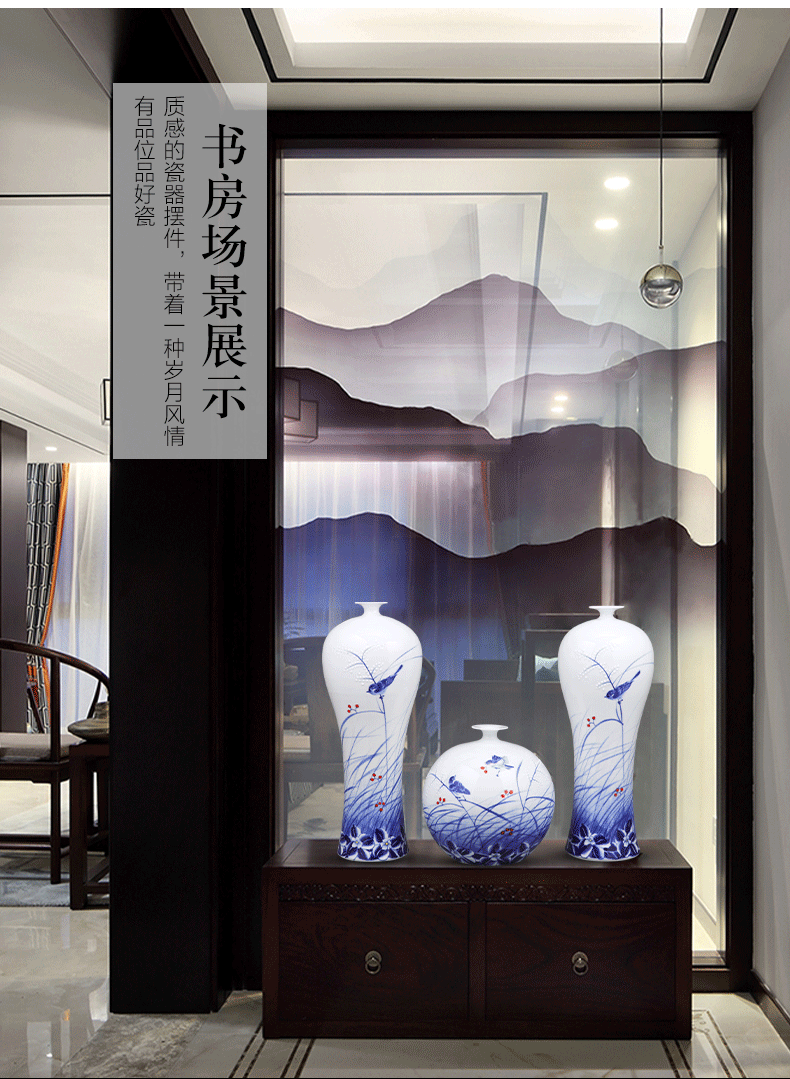 Jingdezhen ceramic vase furnishing articles hand - made porcelain porcelain of modern new Chinese style home sitting room adornment