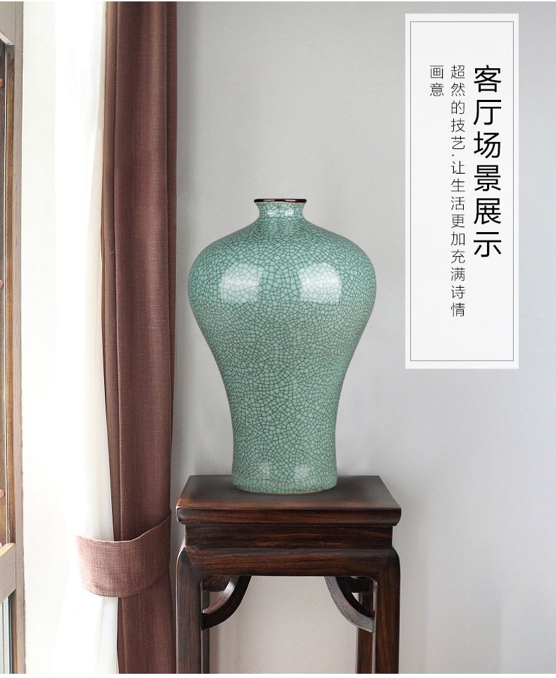 Open the slice of jingdezhen ceramics green glaze antique up floor vase large classic adornment handicraft furnishing articles