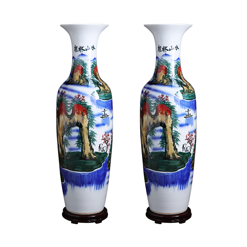 Manual hand - made porcelain of jingdezhen ceramics of large vase large - sized hotel opening sitting room adornment is placed