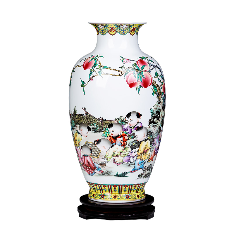 Jingdezhen ceramics powder enamel vase for bottle home decoration flower arranging rich ancient frame handicraft decoration furnishing articles to the living room