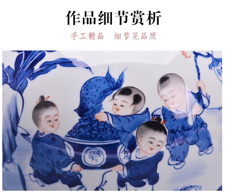 Jingdezhen porcelain big hand blue and white porcelain vases, ceramic flower arranging Chinese style restoring ancient ways furnishing articles sitting room home decoration