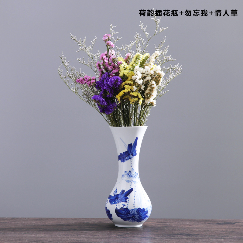 Jingdezhen ceramic floret bottle of dry flower adornment is placed in the sitting room is blue and white lucky bamboo hydroponic flower arranging hand - made crafts