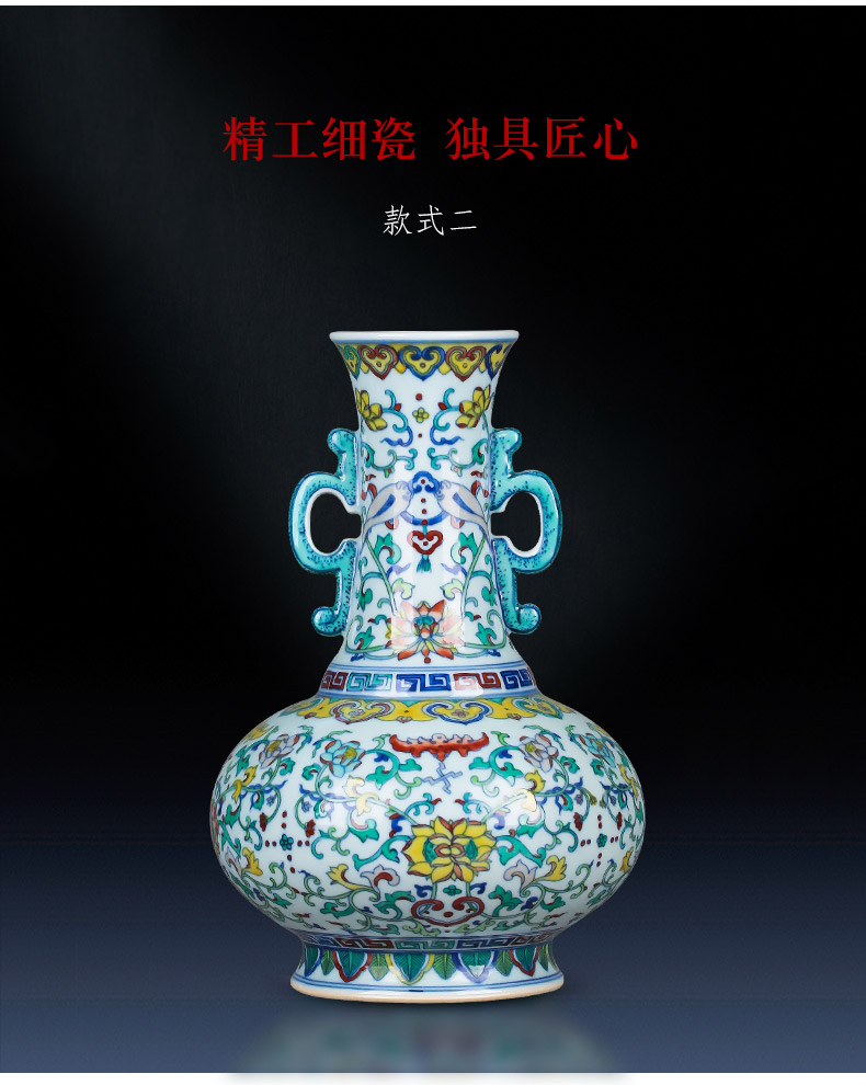 Jingdezhen ceramics furnishing articles hand - made archaize yongzheng blue - and - white youligong ears vases, antique household act the role ofing is tasted