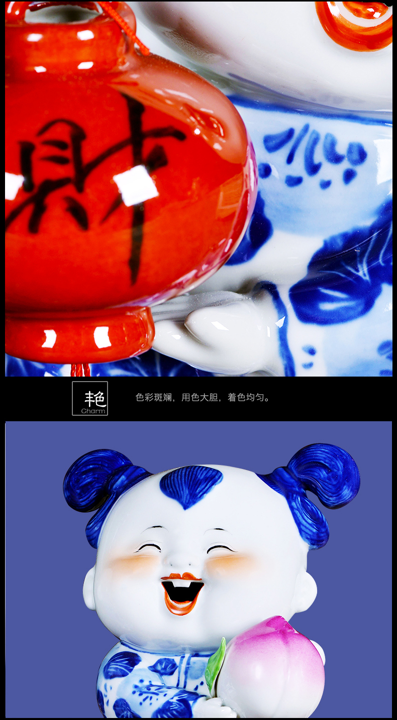 Blue and white porcelain of jingdezhen ceramics doll wedding gifts creative decorations furnishing articles of Chinese style household decoration sitting room