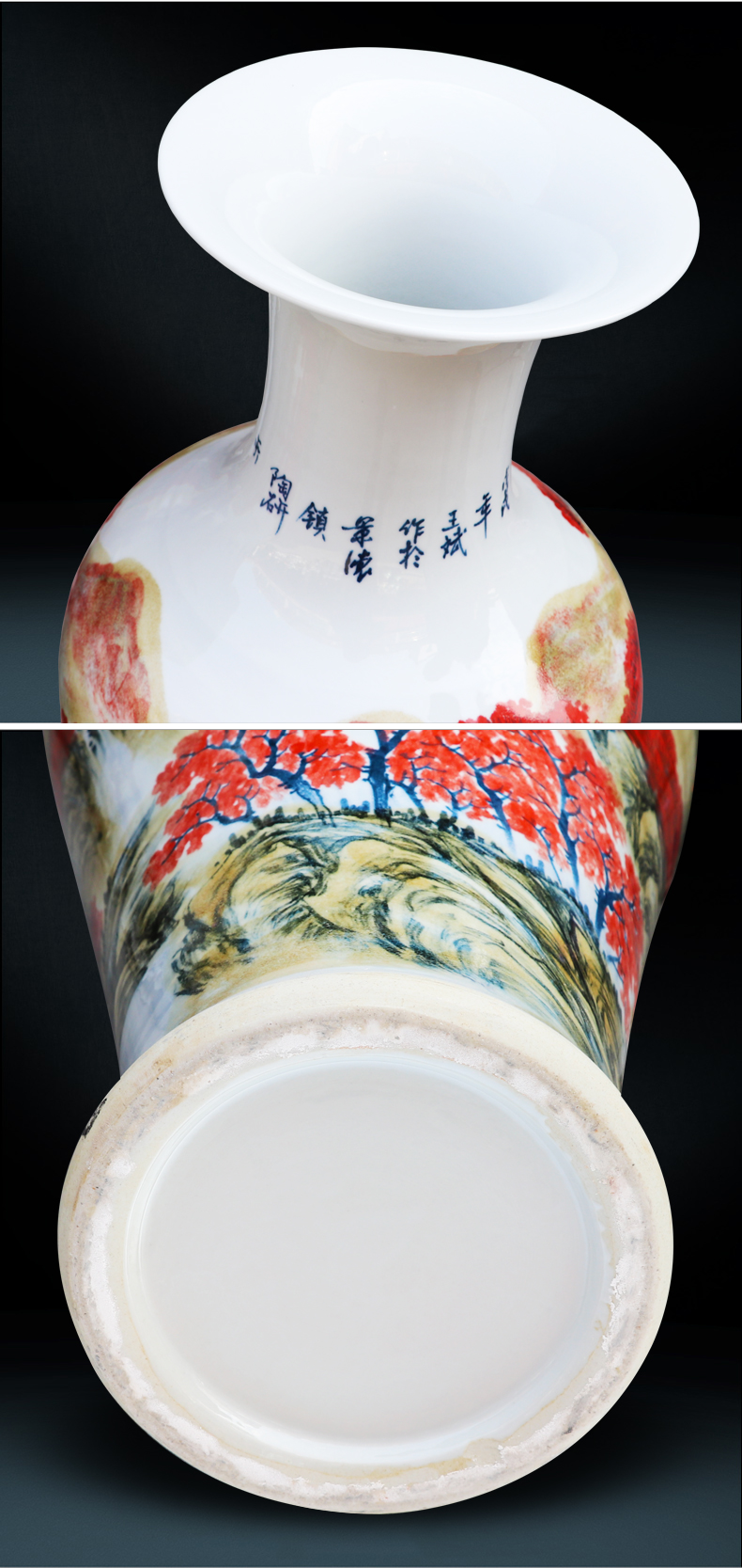 Jingdezhen ceramics vase furnishing articles sitting room ground vase large - sized hand - made porcelain hotel club house sitting room adornment