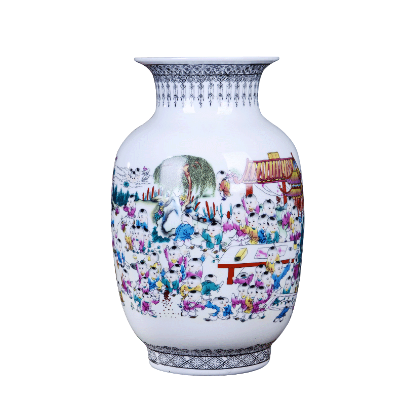 Jingdezhen ceramics powder enamel the ancient philosophers figure vase flowers in modern home decoration of Chinese style living room handicraft furnishing articles