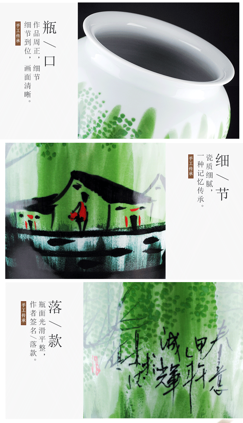 Jingdezhen ceramic vase large landing hand - made jiangnan spring quiver hotel flower arrangement sitting room adornment is placed
