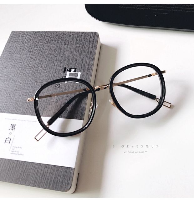 Phiên bản Hàn Quốc của nghệ thuật retro hình bầu dục kính gọng kính lớn nữ Harajuku Su Yan kim loại cận thị khung phẳng gương nam thủy triều đỏ kính đa tròng