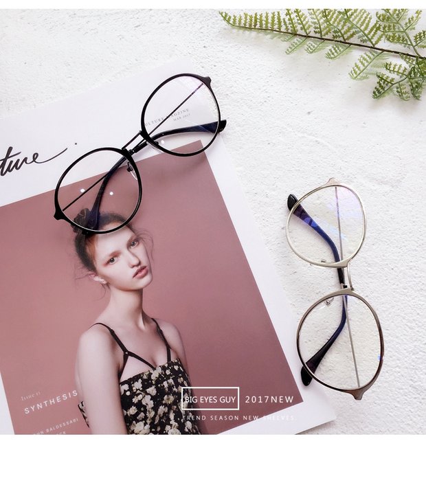 Phiên bản Hàn Quốc của khung kim loại đầy đủ hình bầu dục gương phẳng xu hướng thời trang nữ sản phẩm mới chân mỏng kính cận thị gọng kính cận nam