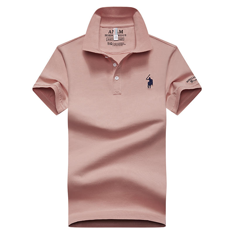 Light Powder 8636Embroidery label Polo shirt man Lapel Short sleeve T-shirt middle age Have leadership T Compassionate business affairs Dad Costume summer Paul's shirt