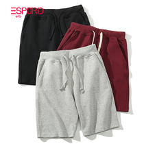 Leisure shorts men's guard panty women's pure-colored pentagrams cotton wear pants in home sports wine red outside summer