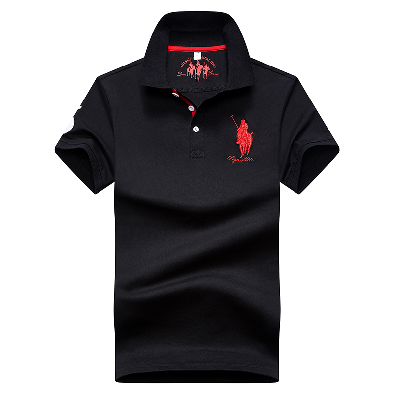 Black 8635Embroidery label Polo shirt man Lapel Short sleeve T-shirt middle age Have leadership T Compassionate business affairs Dad Costume summer Paul's shirt