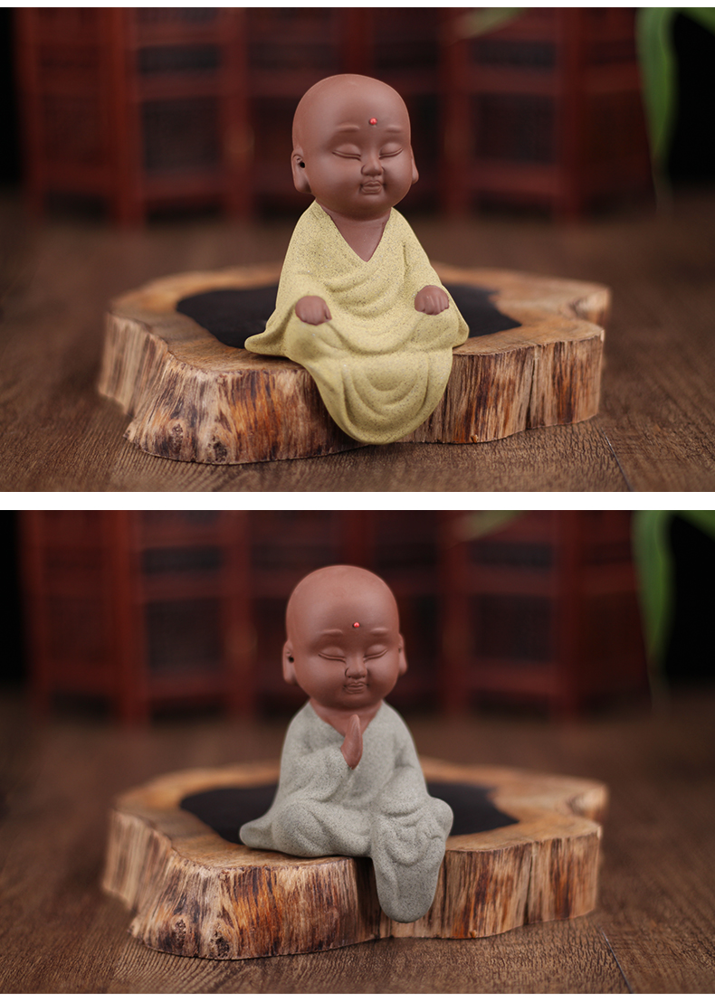 Bo Gujia đồ trang trí thủ công nhỏ Phòng khách phong cách Trung Quốc màu tím cát trang sức mini Zen gốm nhà nhân vật rượu mát phụ kiện trang trí phòng ngủ