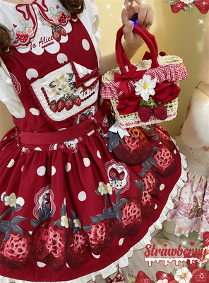 taobao agent Genuine cute strawberry, suspenders, dress, Lolita style