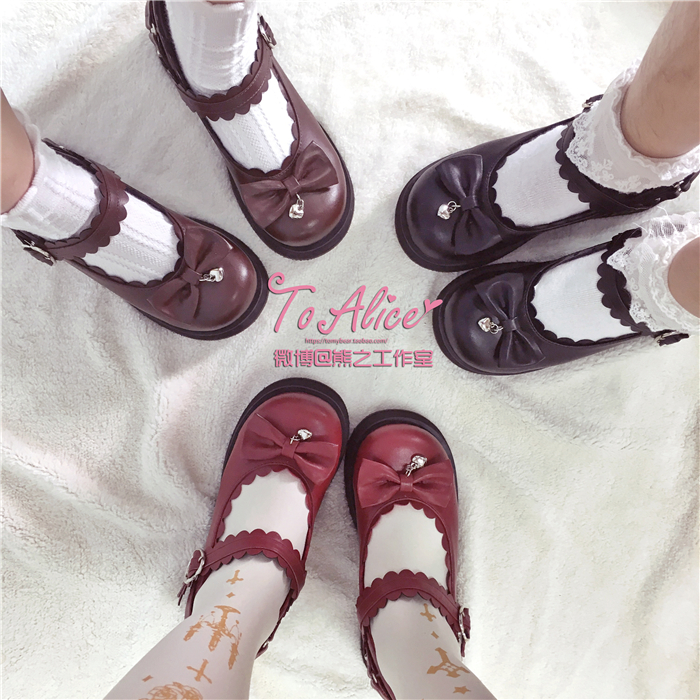 (to Alice) Z186 Original Japanese Department Soft Sister College Wind thick bottom round rivet leather shoes