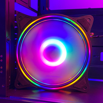 Case fan 12cm dual aperture rainbow LED air cooling and cooling cooling computer host assembly machine desktop machine