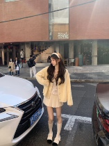 Your home spicy hot halo lala tender Chicken Eva Autumn Winter Loose thickened Short Chicken Yellow Fur Coat