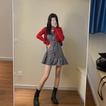 halo lala pure mm plaid sundress womens 2021 summer new ruffle dress